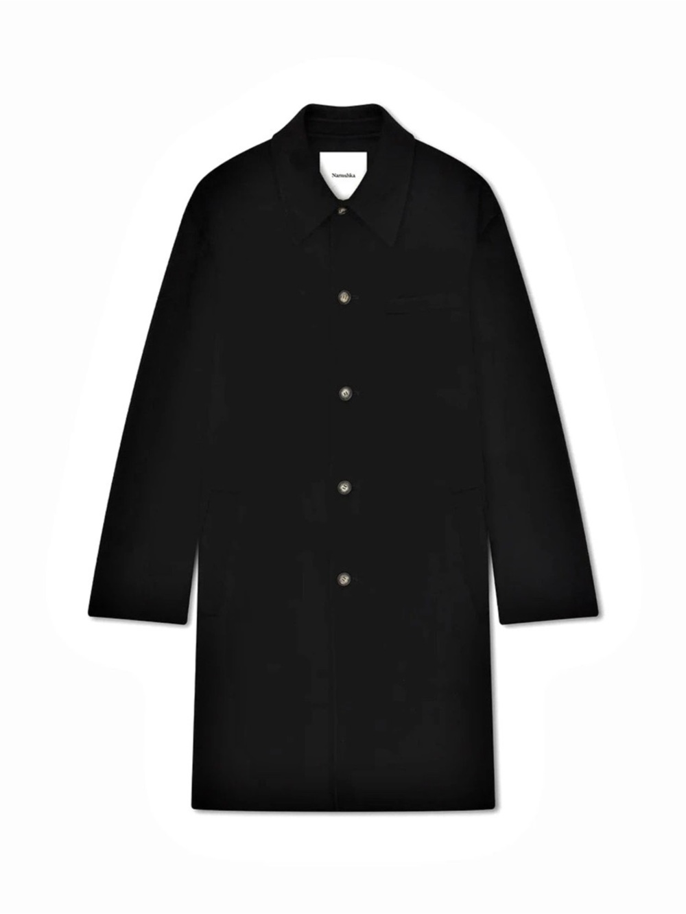 Nanushka Janno Coat Black Wool & Silk Single Breasted